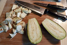 Aubergines coupées