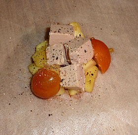 Aumônières de foie gras aux pommes confites