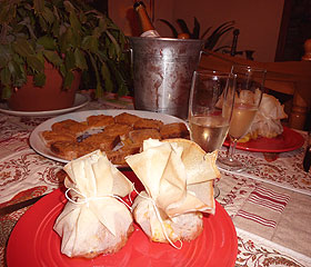 Aumônières de foie gras aux pommes confites