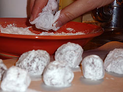 Palets en chocolat sous la neige