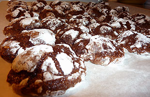 Palets en chocolat sous la neige